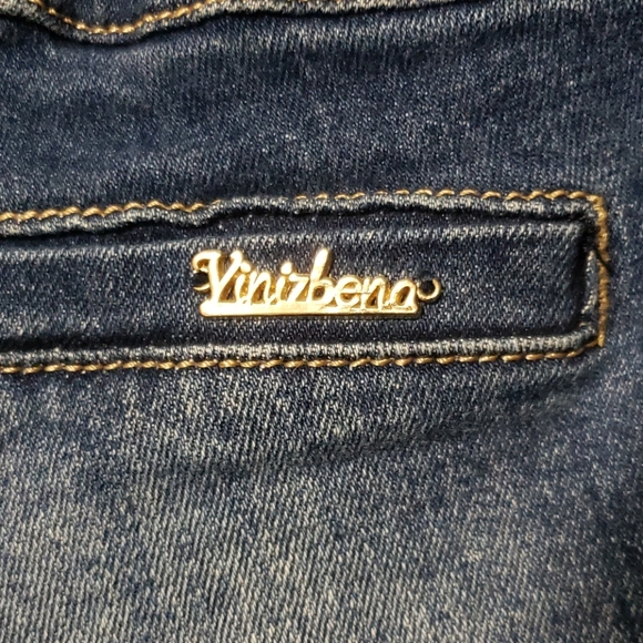 Women's dark blue high waisted denim shorts - Picture 5 of 5